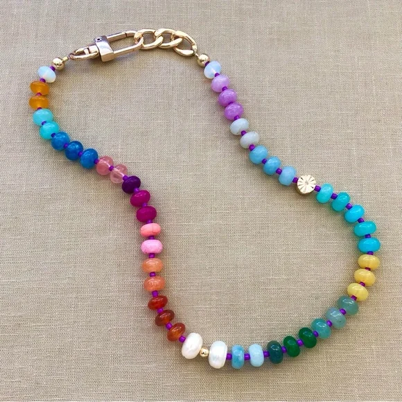 Rainbow🌈 Stone Crystal Candy Necklace - Picture 11 of 13